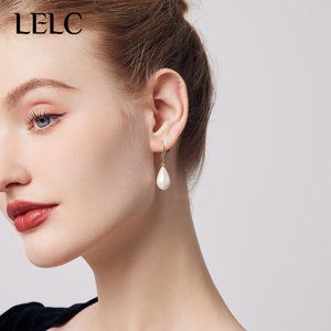 LELC retro minimalist drop pearl earrings